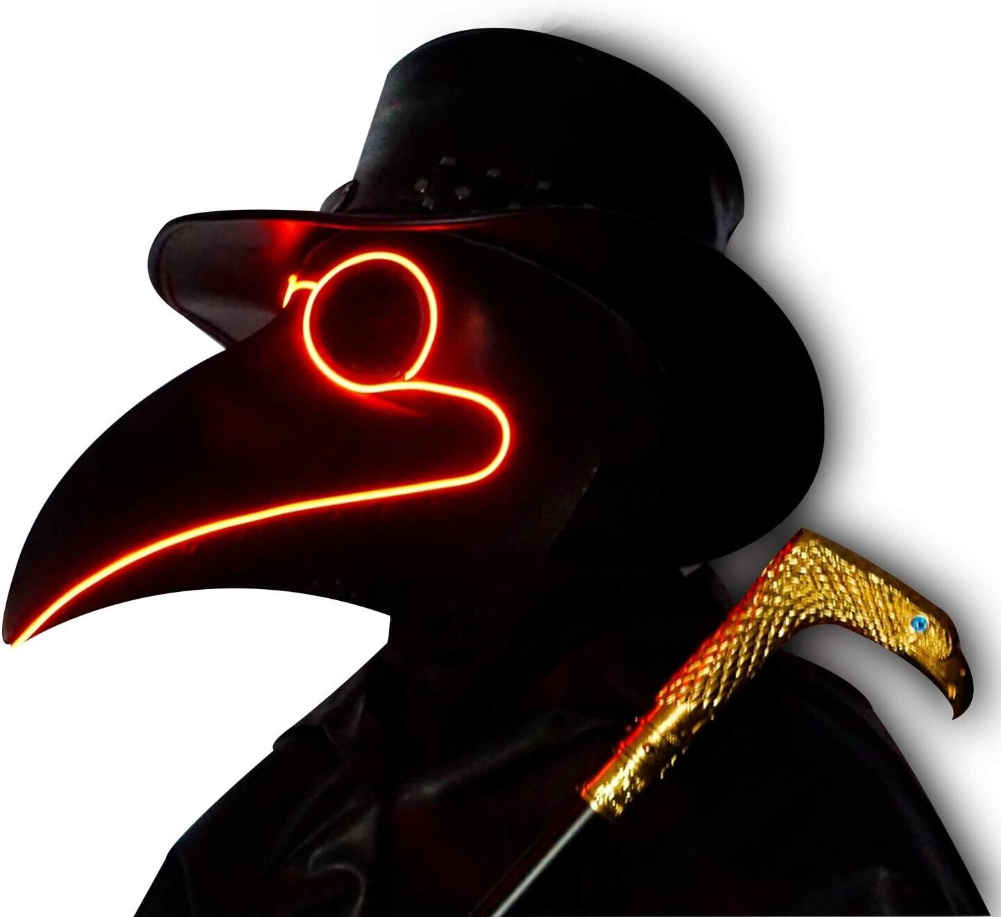 LED Plague Doctor Mask Long Nose Bird Beak Steampunk Cosplay Prop