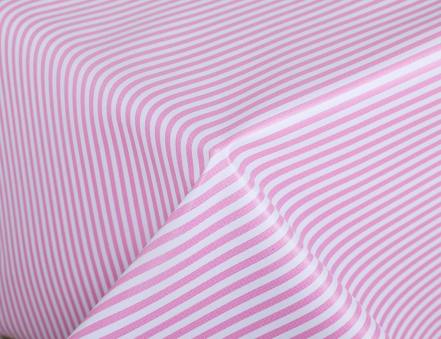 Vinylla Pink Stripes Easy Wipe Clean PVC Tablecloths 140x180CM
