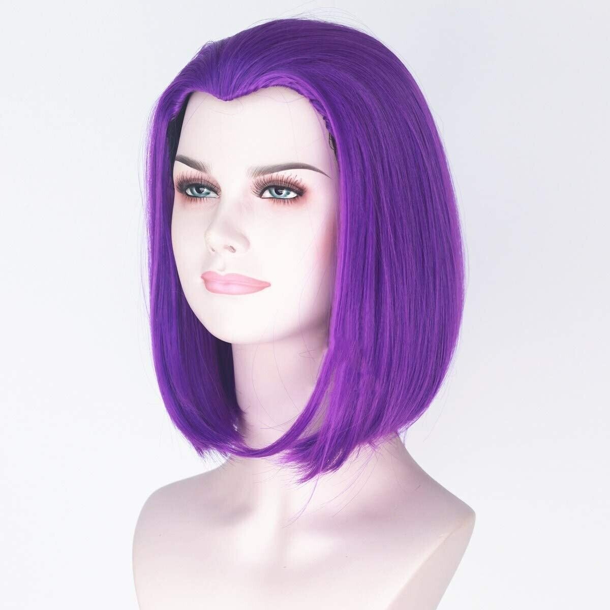 Blue Bird Bob Silk Straight Wig Synthetic Purple Hair with Natural Hairline