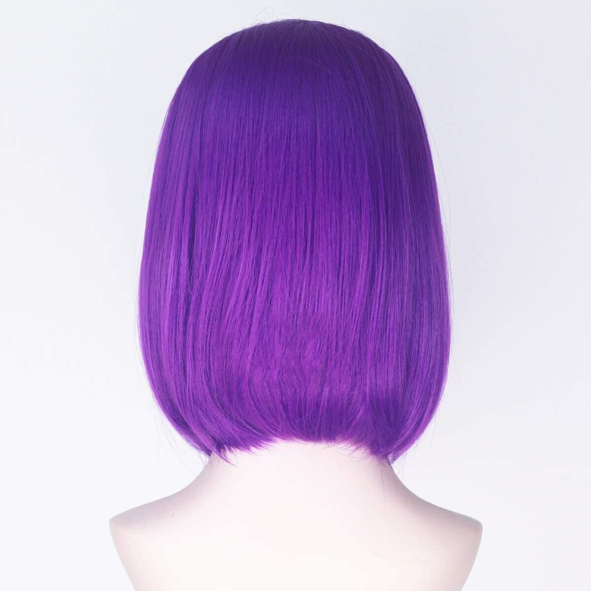 Blue Bird Bob Silk Straight Wig Synthetic Purple Hair with Natural Hairline