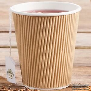 25 Pieces Ripple Cups To Go Paper Cups Brown Kraft Carton Eco-friendly