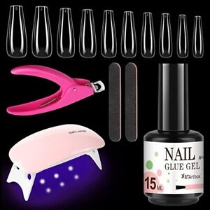 False Nails Set - With Glue, 500 Pieces UV Nail Lamp, DIY, Salon, Acrylics